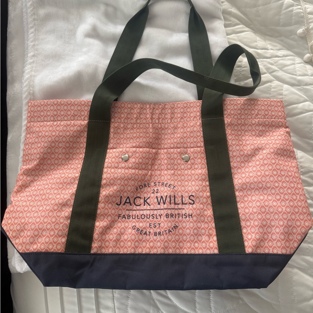 Jack Wills Coral and Olive Tote Bag